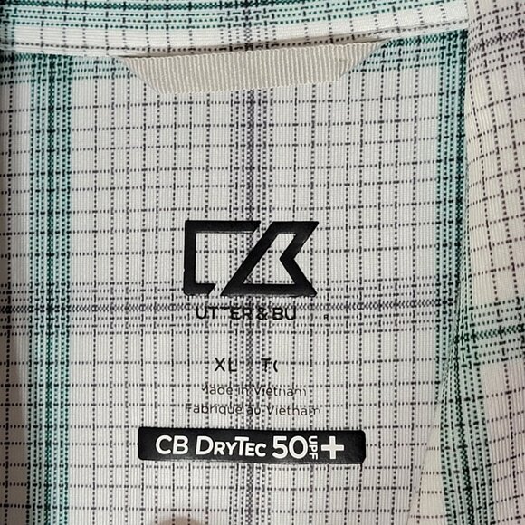 Cutter and Buck CB Drytec Mens Tech Polo Shirt Sz XL 50 UPF Performance White - Picture 7 of 10